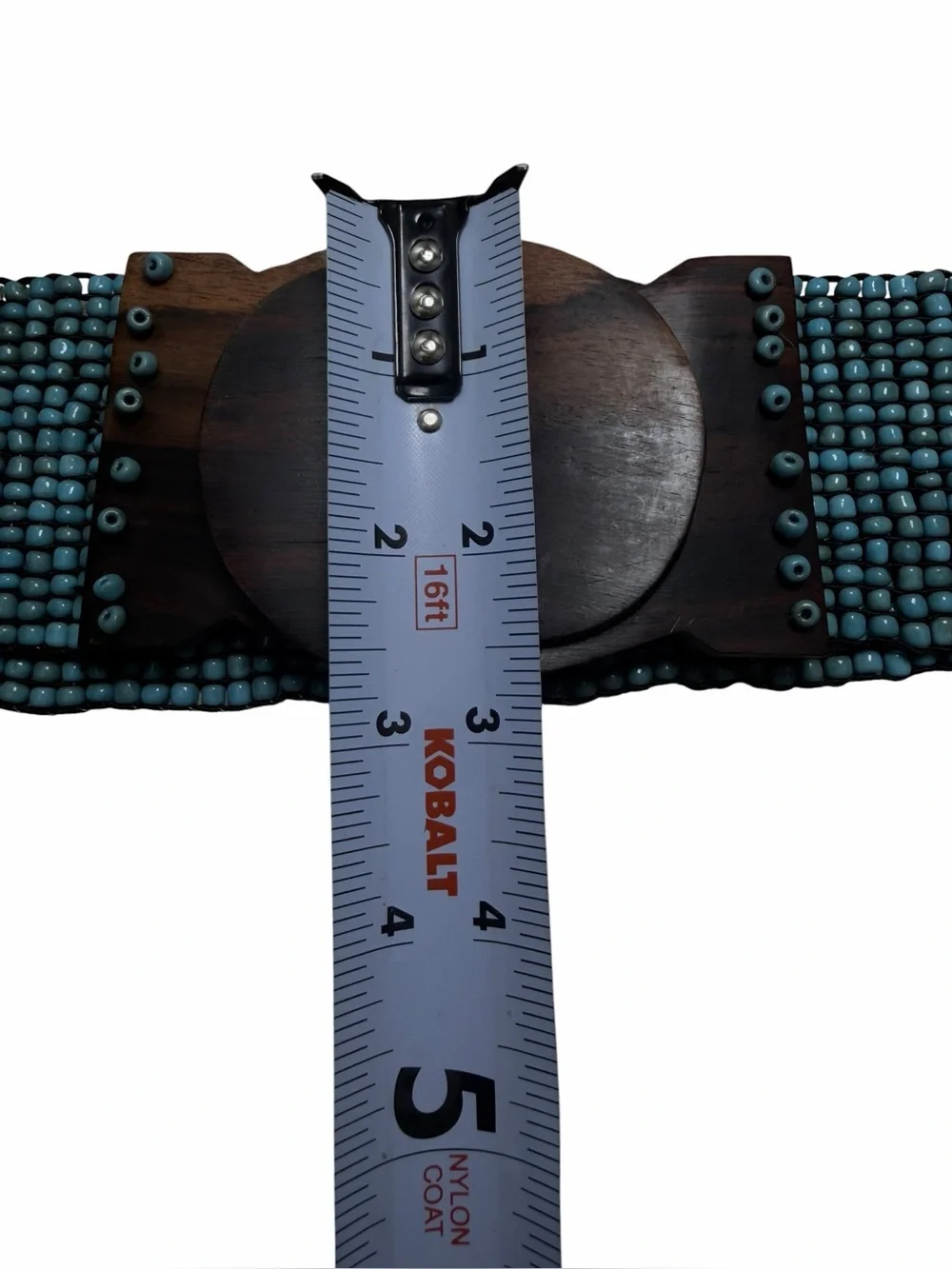 Southwest Turquoise BEADED Stretch BELT Wooden Buckle Size Large